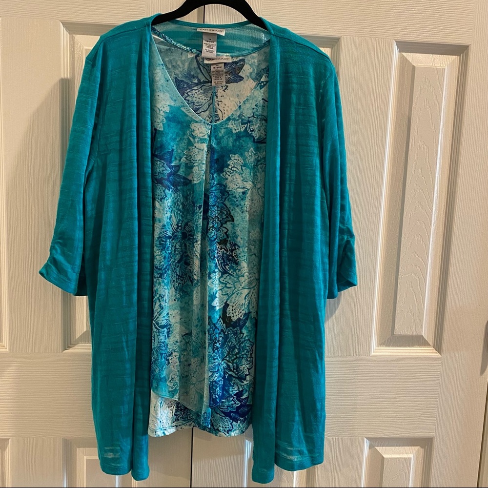 Catherines Plus Size Sleeveless Blouse/Cardigan combo
